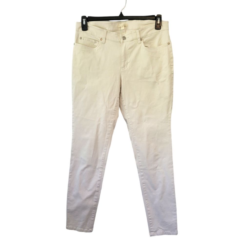 Eileen Fisher Cream Organic Cotton Skinny Jeans Size 12